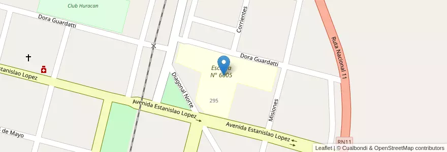 Mapa de ubicacion de Escuela N° 6005 en Аргентина, Санта-Фе, Departamento San Justo, Municipio De La Criolla.