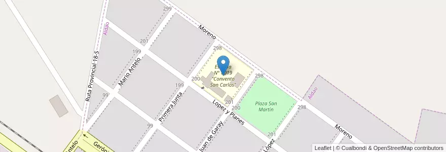 Mapa de ubicacion de Escuela N° 6019 "Convento San Carlos" en Arjantin, Santa Fe, Departamento San Lorenzo, Municipio De Aldao.