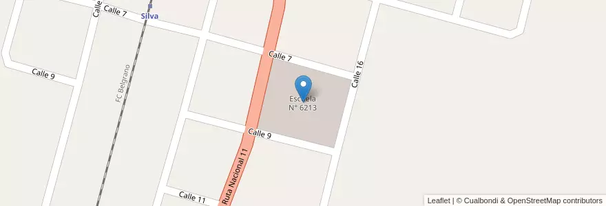 Mapa de ubicacion de Escuela N° 6213 en Argentinien, Santa Fe, Departamento San Justo, Municipio De Silva.