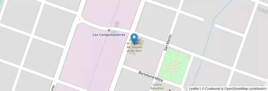 Mapa de ubicacion de Escuela N° 67 "Ana Mc Donald de Mc Neill en アルゼンチン, エントレ・リオス州, Departamento Federación, Distrito Atencio Al Este, Los Conquistadores.