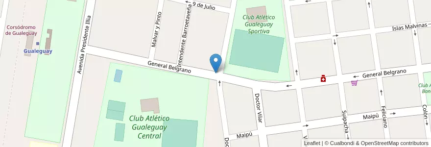 Mapa de ubicacion de Escuela N. 68 Jose A. Broches en アルゼンチン, エントレ・リオス州, Departamento Gualeguay, Distrito Cuchilla, Gualeguay.