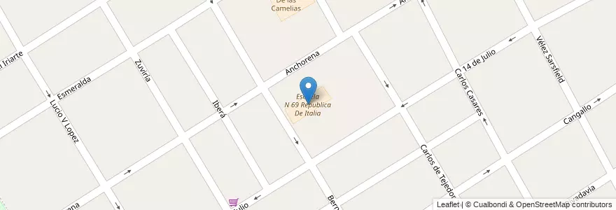 Mapa de ubicacion de Escuela N 69 Republica De Italia en Аргентина, Буэнос-Айрес, Partido De Lomas De Zamora, Temperley.