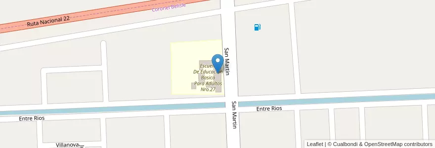 Mapa de ubicacion de Escuela N° 78 José Adel Espeche en アルゼンチン, リオネグロ州, Departamento Avellaneda, Coronel Belisle.