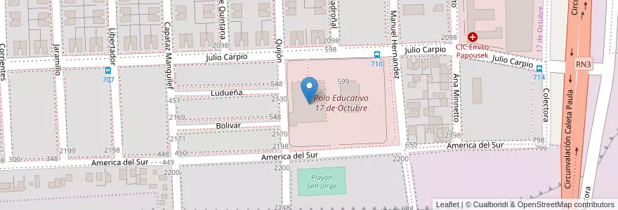 Mapa de ubicacion de Escuela N° 79 en アルゼンチン, チリ, サンタクルス州, Atlántico, Deseado, Caleta Olivia.