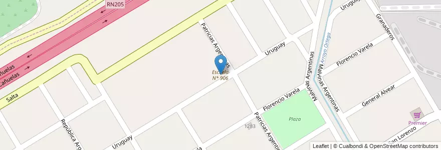 Mapa de ubicacion de Escuela N* 906 en Arjantin, Buenos Aires, Partido De Ezeiza, Ezeiza.