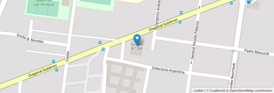 Mapa de ubicacion de Escuela N º 284 en アルゼンチン, チリ, リオネグロ州, Departamento Bariloche, Municipio De San Carlos De Bariloche, San Carlos De Bariloche.