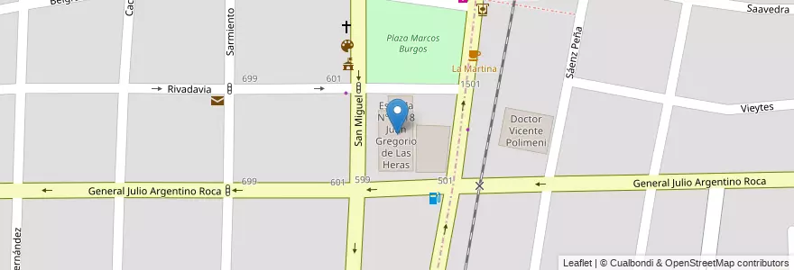 Mapa de ubicacion de Escuela N°1-018 Juan Gregorio de Las Heras en Argentina, Chile, Mendoza, Departamento Las Heras.