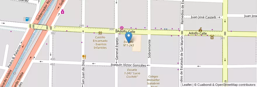 Mapa de ubicacion de Escuela N°1-243 en 阿根廷, 智利, Mendoza, Distrito Dorrego.