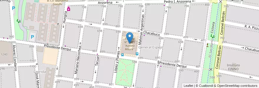 Mapa de ubicacion de Escuela N°1-485 "Avelino Maure" en Аргентина, Чили, Мендоса, Godoy Cruz, Departamento Godoy Cruz, Distrito Ciudad De Godoy Cruz.