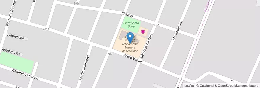 Mapa de ubicacion de Escuela N°1-520 Maria Celsa Basaure de Martinez en Arjantin, Şili, Mendoza, Departamento Guaymallén, Distrito Las Cañas.