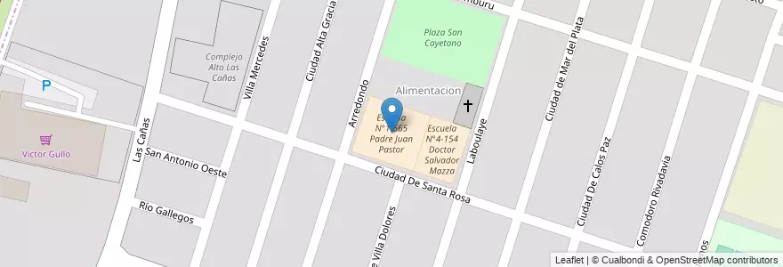 Mapa de ubicacion de Escuela N°1-665 Padre Juan Pastor en Argentina, Cile, Mendoza, Departamento Guaymallén, Distrito Las Cañas.