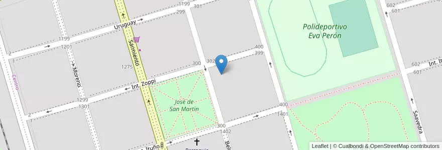 Mapa de ubicacion de Escuela N°1 "Domingo Faustino Sarmiento" en アルゼンチン, ブエノスアイレス州, Partido De General Madariaga.