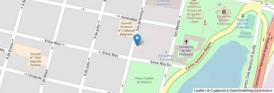 Mapa de ubicacion de Escuela N°1304 "Paz, pan y trabajo" , Sindicato de Artes Gráficas. en آرژانتین, سانتافه, Departamento La Capital, Santa Fe Capital, سانتافه.