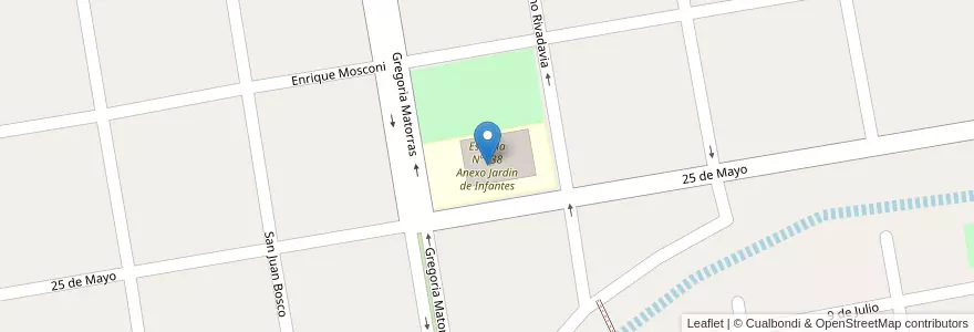 Mapa de ubicacion de Escuela N°138 Anexo Jardin de Infantes en アルゼンチン, チリ, ネウケン州, Departamento Confluencia, Municipio De Cutral Có, Cutral Có.