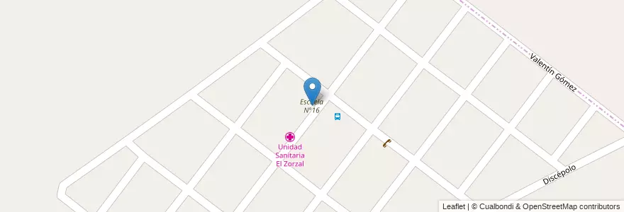 Mapa de ubicacion de Escuela N°16 en アルゼンチン, ブエノスアイレス州, Partido De Marcos Paz.