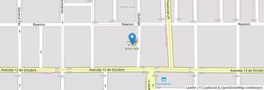 Mapa de ubicacion de escuela N°163 Nilda Valle en Argentinië, Chili, Chubut, Departamento Sarmiento, Sarmiento.
