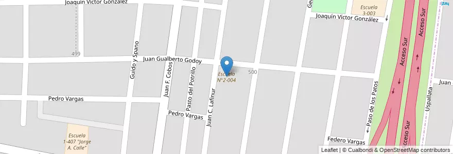 Mapa de ubicacion de Escuela N°2-004 en Argentina, Chile, Mendoza, Departamento Guaymallén.