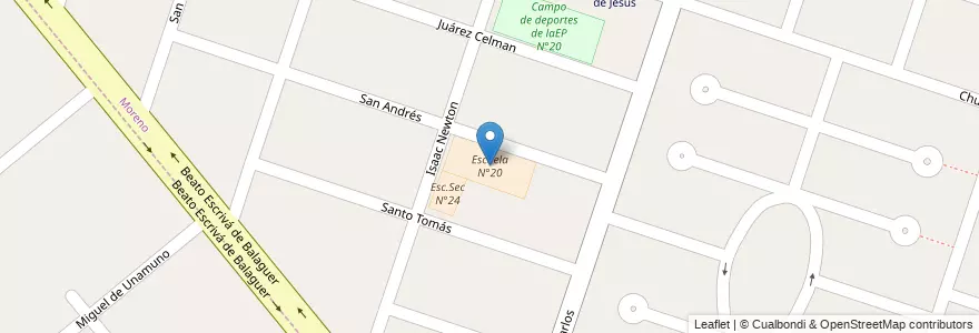 Mapa de ubicacion de Escuela N°20 en 阿根廷, 布宜诺斯艾利斯省, Partido De Moreno, La Reja, Moreno.