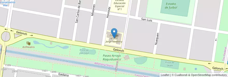 Mapa de ubicacion de Escuela N°238 Jorge Newbery en 아르헨티나, 리오네그로주, General Roca, Departamento General Roca, General Roca.