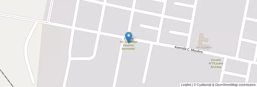 Mapa de ubicacion de Escuela N3 "Domingo Faustino Sarmiento" en アルゼンチン, エントレ・リオス州, Departamento Concordia, Distrito Suburbios, Concordia, Concordia.