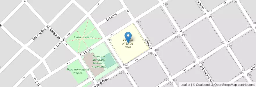 Mapa de ubicacion de Escuela N°35 J.A. Roca en アルゼンチン, ブエノスアイレス州, Partido De Daireaux, Daireaux.