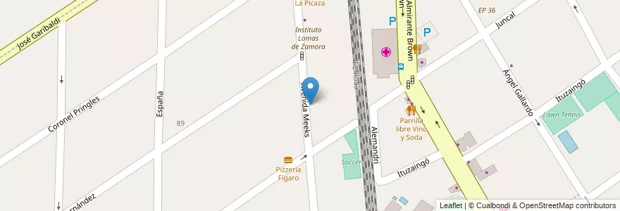 Mapa de ubicacion de Escuela N°37 Teniente General Pablo Riccheri en 아르헨티나, 부에노스아이레스주, Partido De Lomas De Zamora, Temperley.