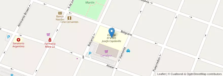 Mapa de ubicacion de Escuela N°4-005 Josefa Capdevilla en Аргентина, Чили, Мендоса, Departamento San Martín, Distrito Ciudad De San Martín.