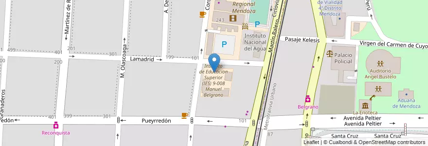 Mapa de ubicacion de Escuela N°4-132 "Químicos Argentinos" en Argentina, Cile, Mendoza, Departamento Capital, Ciudad De Mendoza, Sección 5ª Residencial Sur.