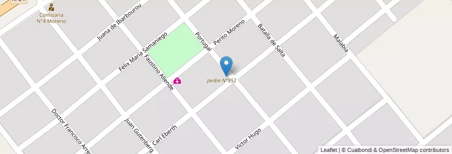 Mapa de ubicacion de Escuela N°62 - Juana Paula Manso en Argentinië, Buenos Aires, Partido De Moreno, Cuartel V.
