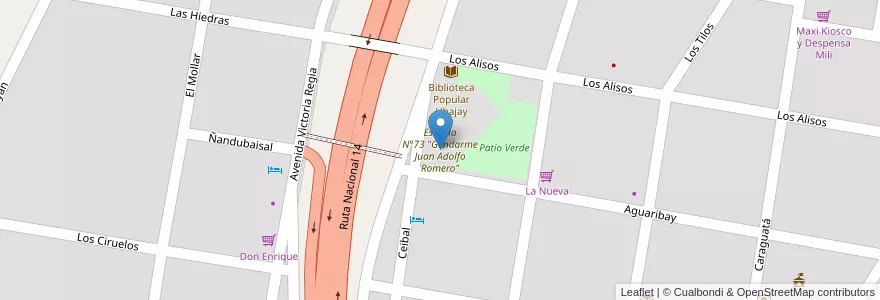 Mapa de ubicacion de Escuela N°73 "Gendarme Juan Adolfo Romero" en Argentina, Wilayah Entre Ríos, Departamento Colón, Distrito Sexto.