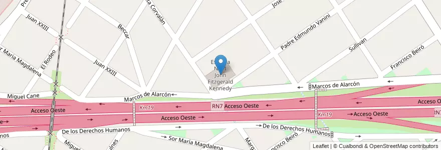 Mapa de ubicacion de Escuela N°81 John Fitzgerald Kennedy en 阿根廷, 布宜诺斯艾利斯省, Partido De Morón.