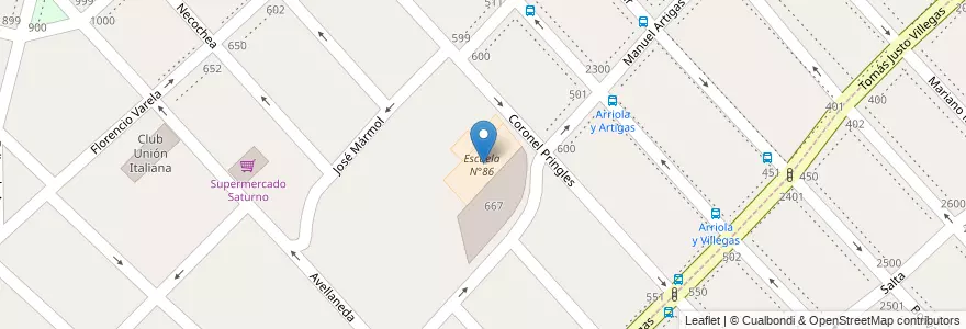 Mapa de ubicacion de Escuela N°86 en Arjantin, Buenos Aires, Partido De La Matanza, Ramos Mejía.