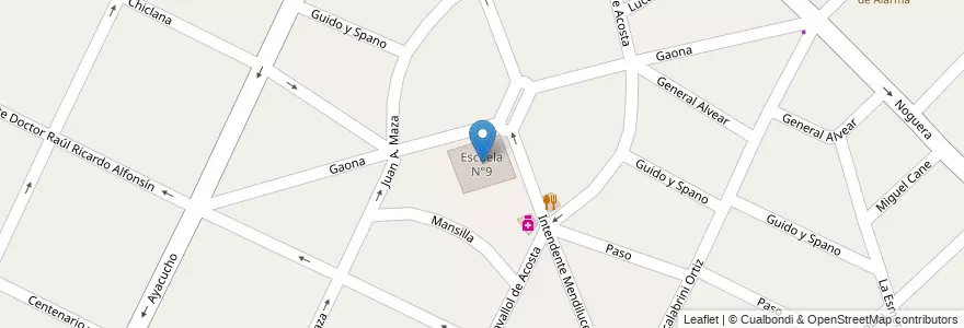 Mapa de ubicacion de Escuela N°9 en Arjantin, Buenos Aires, Partido De Merlo, San Antonio De Padua.