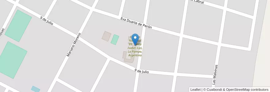 Mapa de ubicacion de Escuela Nacional 99, Santa Isabel (Lp), La Pampa, Argentina en آرژانتین, La Pampa, Departamento Chalileo, Municipio De Santa Isabel.