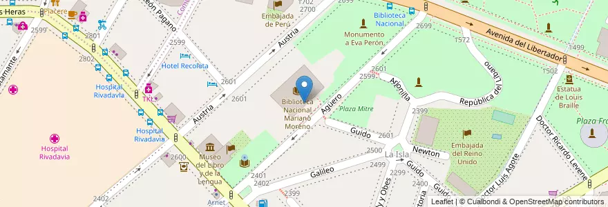Mapa de ubicacion de Escuela Nacional de Bibliotecarios, Recoleta en الأرجنتين, Ciudad Autónoma De Buenos Aires, Comuna 2, Buenos Aires.