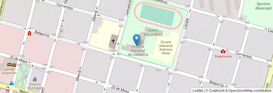 Mapa de ubicacion de Escuela Nacional de Comercio en Argentinië, Córdoba, Departamento Río Cuarto, Pedanía Río Cuarto, Municipio De Río Cuarto, Río Cuarto.