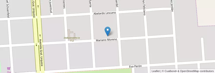 Mapa de ubicacion de Escuela Nina N°112 en アルゼンチン, エントレ・リオス州, Departamento La Paz, Distrito Alcaraz Primero, Bovril, Bovril.