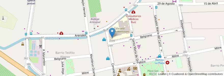 Mapa de ubicacion de Escuela Nivel Inicial 19 Tanitaní en Arjantin, San Juan, Şili, Albardón.