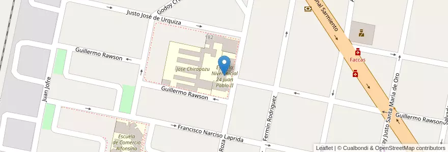 Mapa de ubicacion de Escuela Nivel Inicial 24 Juan Pablo II en Argentinien, San Juan, Chile, Caucete.