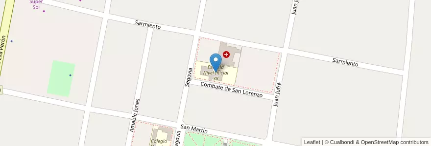 Mapa de ubicacion de Escuela Nivel Inicial 38 en الأرجنتين, سان خوان, تشيلي, Angaco.
