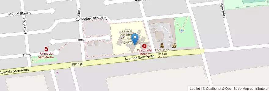 Mapa de ubicacion de Escuela Nivel Inicial 48 Portal Pie de Palo en Argentine, San Juan, Chili, San Martín.