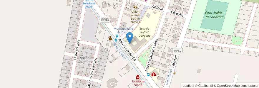 Mapa de ubicacion de Escuela Nivel Inicial 73 en アルゼンチン, サンフアン州, チリ, Zonda.