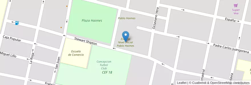 Mapa de ubicacion de Escuela Nivel Inicial Pablo Haimes en アルゼンチン, トゥクマン州, Departamento Chicligasta, Municipio De Concepción, Concepción.