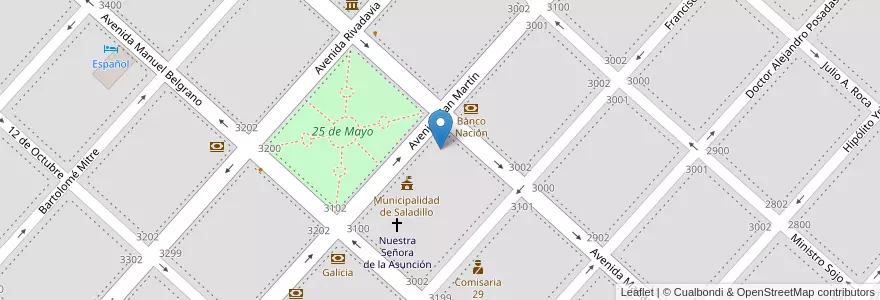 Mapa de ubicacion de Escuela No. 1 en الأرجنتين, بوينس آيرس, Partido De Saladillo, Saladillo.