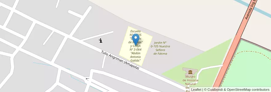 Mapa de ubicacion de Escuela Nº 1-505 "Dolores de Bustos" y CEBJA Nº 3-064 "Abdón Antonio Gattás" en Argentinië, Chili, Mendoza, San Rafael, Distrito Ciudad De San Rafael, Departamento San Rafael.