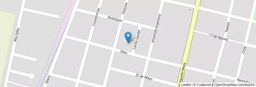 Mapa de ubicacion de Escuela Nº 1-645 DEMOCRACIA en Arjantin, Şili, Mendoza, Departamento Maipú, Maipú, Distrito Gutiérrez.