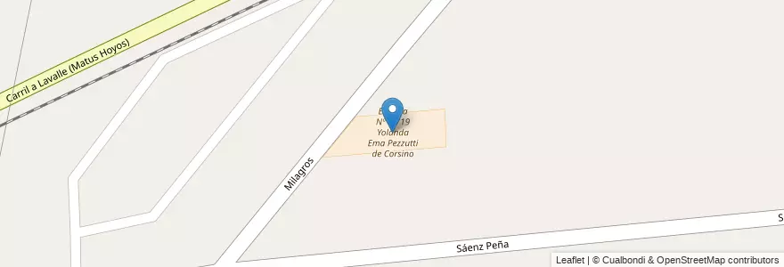 Mapa de ubicacion de Escuela Nº 1-719 Yolanda Ema Pezzutti de Corsino en 아르헨티나, 칠레, Mendoza, Departamento Guaymallén, Distrito Colonia Segovia.