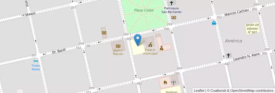 Mapa de ubicacion de Escuela Nº 1 de Rivadavia en Argentina, Provincia Di Buenos Aires, Partido De Rivadavia, América.