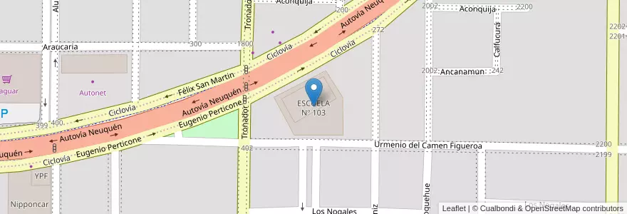 Mapa de ubicacion de ESCUELA Nº 103 en 阿根廷, 智利, 內烏肯省, Departamento Confluencia, Municipio De Neuquén, Neuquén.