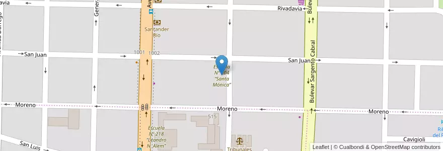 Mapa de ubicacion de Escuela Nº 104 “Santa Mónica” en Argentina, Santa Fe, Departamento San Lorenzo, Municipio De San Lorenzo, San Lorenzo.